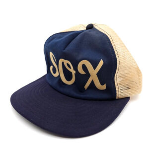 Vintage Chicago White‎ Sox Spellout Snapback Trucker Mesh Hat USA Made Cap